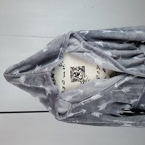 Day Dream by Berkshire Womens Gray Ultra Soft Fuzzy Hooded Robe Graphics Sz.L/XL